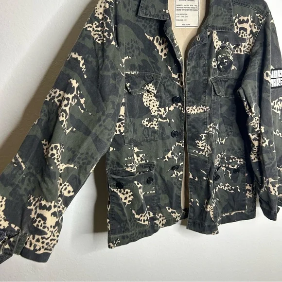 Zadig & Voltaire Kansas Camo Leo Animal Print Utility Jacket Size XS/S Oversized - Picture 9 of 15